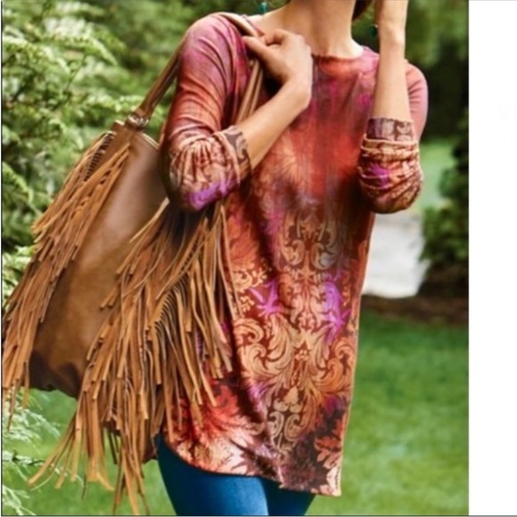 Soft Surroundings Stretch Knit Freesia‎ Pullover Tunic Top Size 1X - Picture 1 of 3